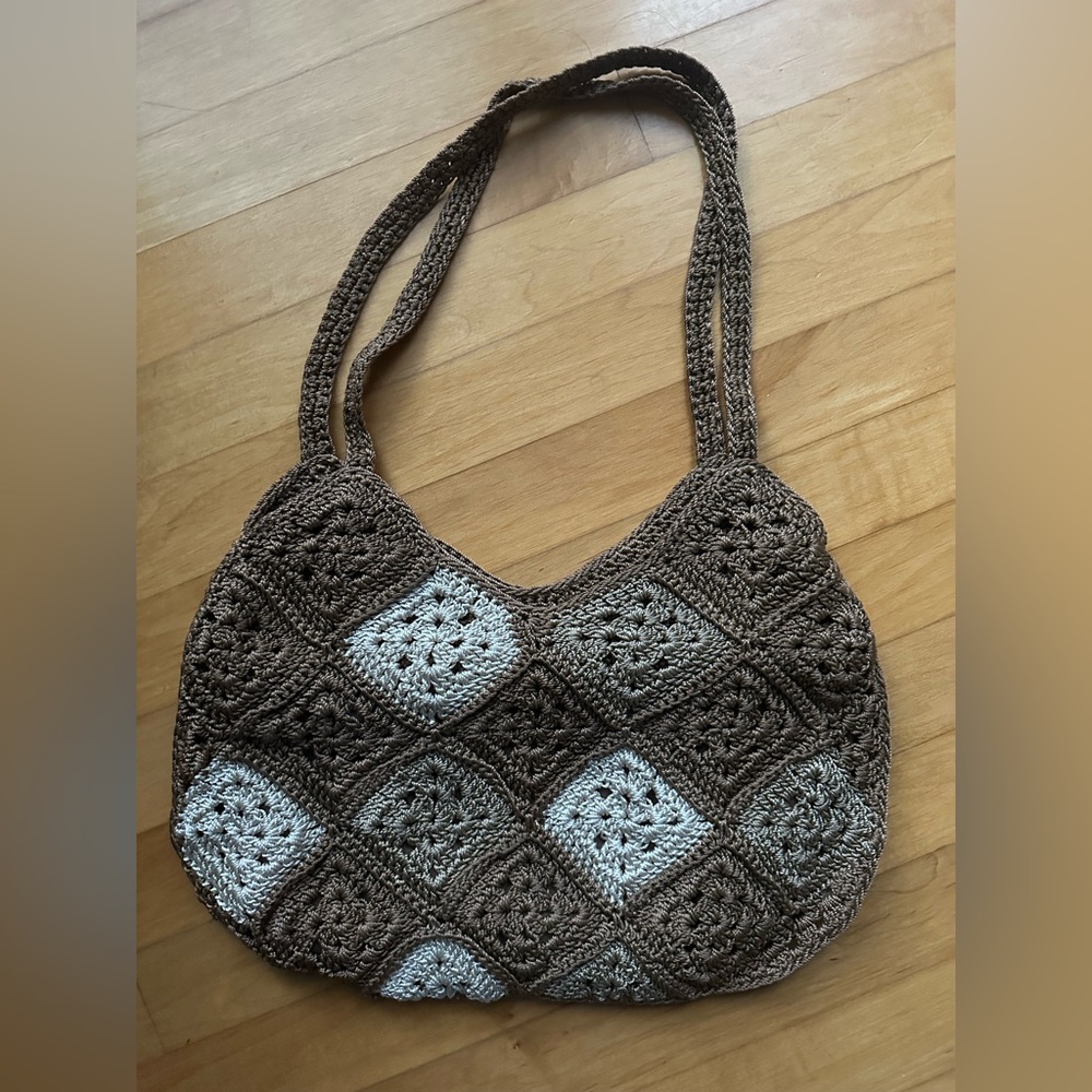 Gardenia Brown and Cream Crochet Women Bag
